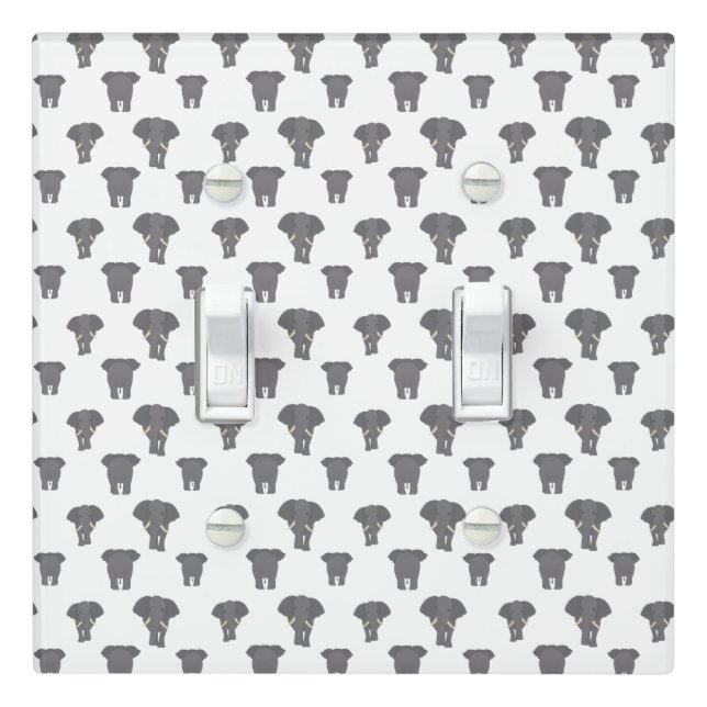 Front and Back Elephant Pattern African Animal Light Switch Cover (In Situ)
