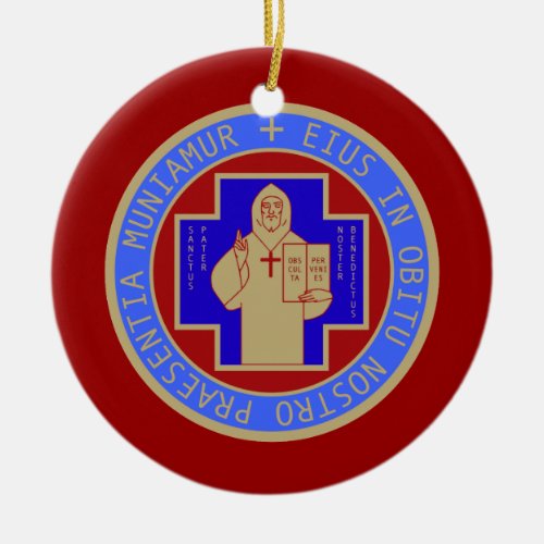Front and Back Faces of the St Benedict Medal as Ceramic Ornament
