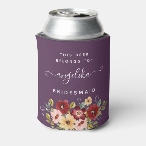 Front and Back Floral Custom Wedding Can Cooler