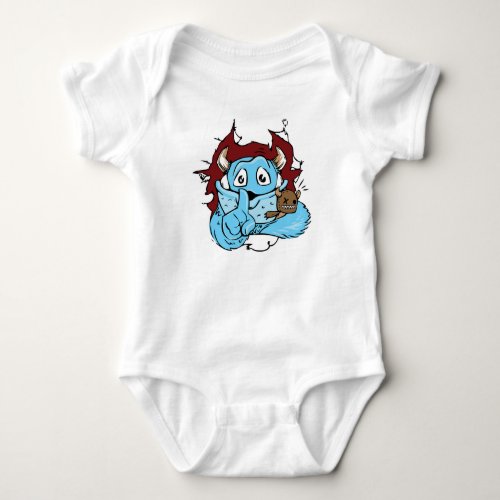 Front and Back Funny Blue Baby Monster Jersey Baby Bodysuit