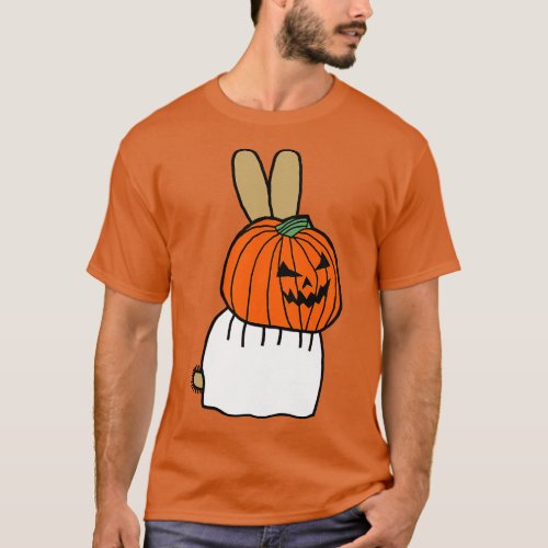 FRONT and BACK Halloween Horror Spooky Bunny Rabbi T_Shirt