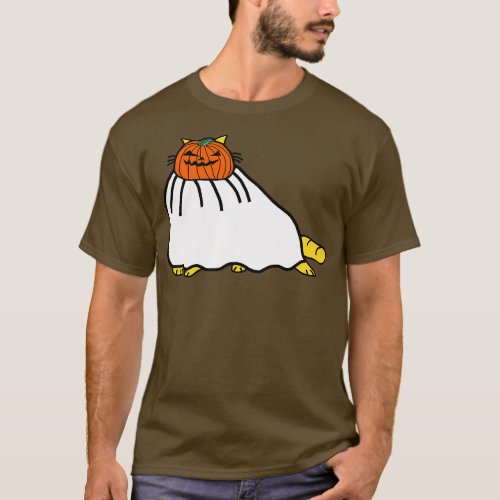 FRONT and BACK Halloween Horror Spooky Chonk Cat T_Shirt