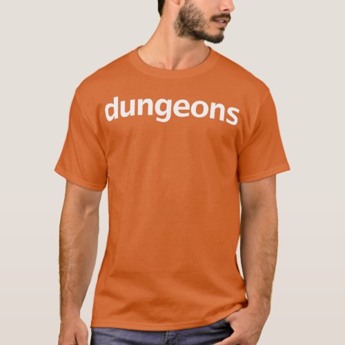 Front and Back Print Dungeons Dragons Minimal Typo T_Shirt