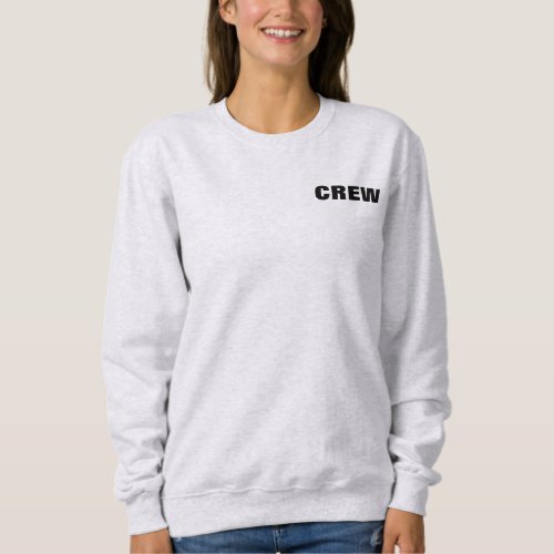 Front And Back Print Staff Add Logo Womens Crew Sweatshirt