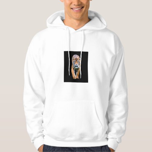 Front And Back Print Walking Tiger Template Mens Hoodie