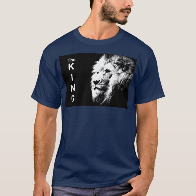 Front And Back The King Modern Pop Art Lion Head T-Shirt (Front)