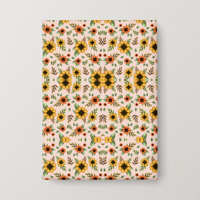 Front and back views of a floral-patterned  button (Front)