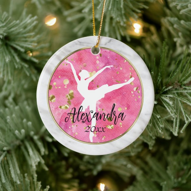 Front/Back Ballerina Ballet Girls Elegant Dance Ceramic Ornament (Tree)