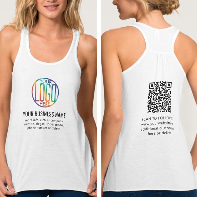 Front Back Custom Printed Business Logo & QR Code Tank Top (Creator Uploaded)