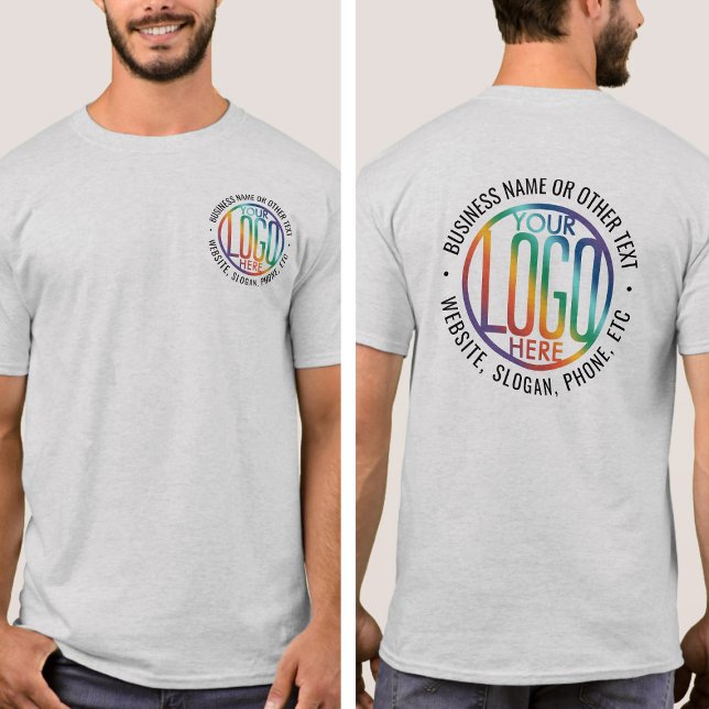 Front Back Custom Printed Simple Business Logo T-Shirt (Creator Uploaded)