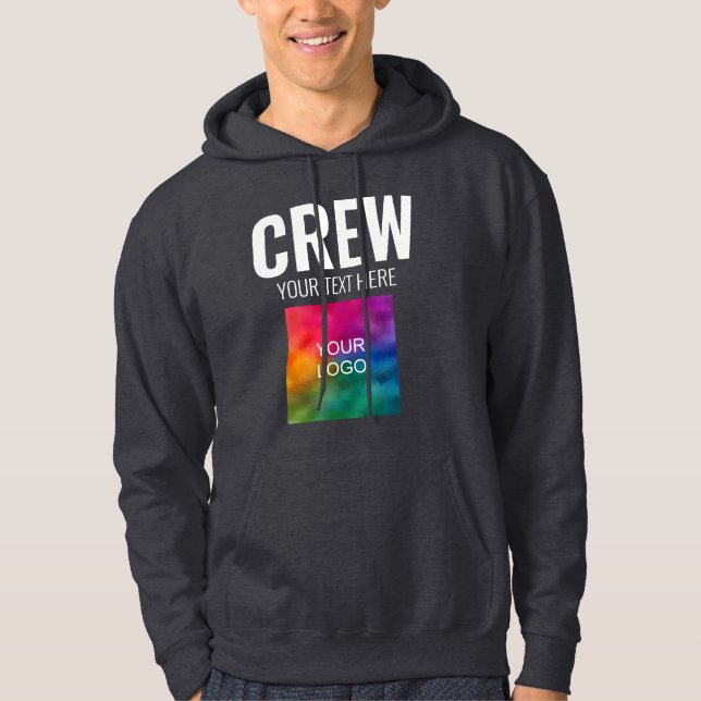 Front & Back Design Add Logo Text Here Crew Mens Hoodie (Front)