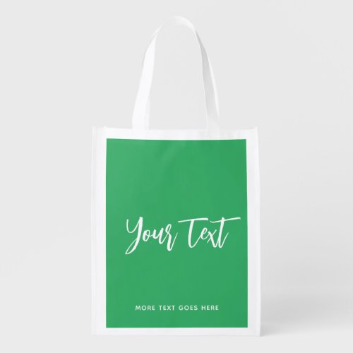Front  Back Design Template Typed Text Sea Green Grocery Bag