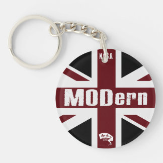 (front & Back) logo on checkerboard & MODern Keychain