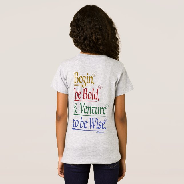 Front & Back - Magical Horace Quote Girls' Slim  T-Shirt (Back Full)