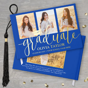 Front & Back Photos Graduation Royal Blue Keepsake Foil Guest Book