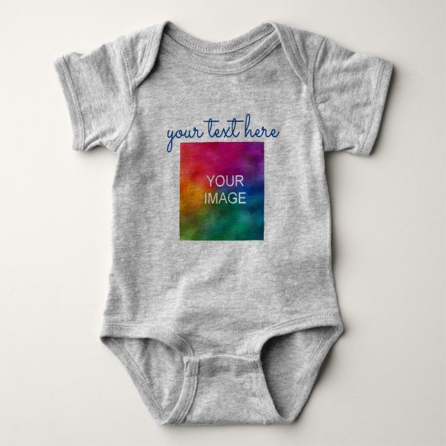 Front & Back Print Add Text Upload Photo Baby Baby Bodysuit (Front)