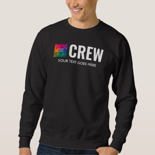 Front  Back Print Black Custom Mens Staff Crew Sweatshirt