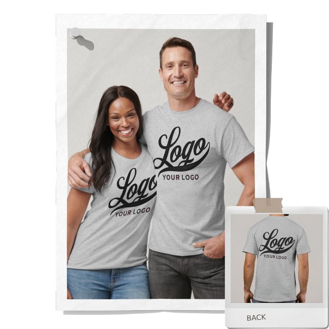 Front +Back print. Business logo Gray Men Women T-Shirt (Creator Uploaded)