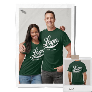 Front +Back print. Business logo Green Men Women T-Shirt