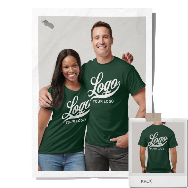 Front +Back print. Business logo Green Men Women T-Shirt (Creator Uploaded)