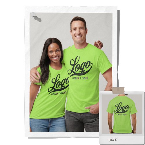 Front Back print Business logo Lime Men Women T_Shirt