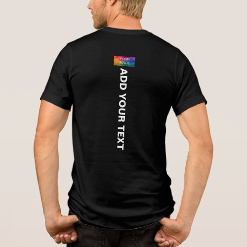 Front  Back Print Business Logo Mens Solid Black Tri_Blend Shirt