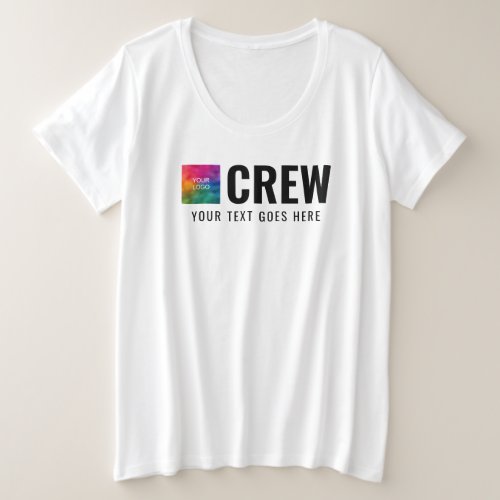 Front Back Print Business Logo Modern Womens Crew Plus Size T_Shirt