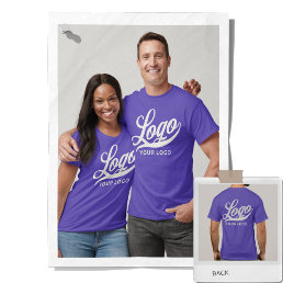 Front +Back print. Business logo Purple Men Women T-Shirt