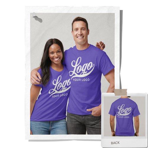 Front Back print Business logo Purple Men Women T_Shirt