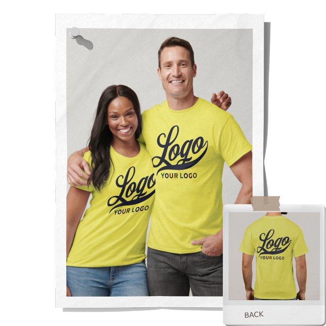 Front +Back print. Business logo Yellow Men Women T-Shirt (Creator Uploaded)