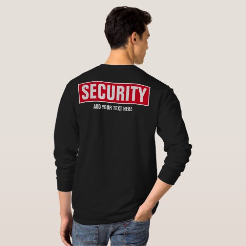 Front  Back Print Custom Template Mens Security T_Shirt