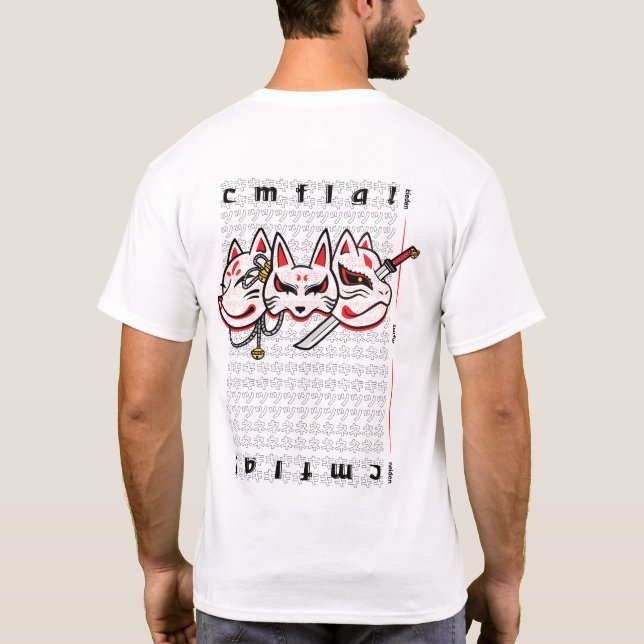[Front-Back Print] Three Kitsune T-Shirt (Back)