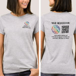 Front Back Printed Business QR Code & Company Logo T-Shirt<br><div class="desc">Create your own custom printed company logo scannable tshirts for business promotional advertising or employee uniforms. To create your own QR code using the generator, simply type the website URL into the template. All wording is simple to personalize or delete. The colors, fonts and logo transparency are also easy to...</div>