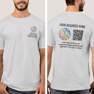 Front Back Printed Company Logo & QR Code Business T-Shirt