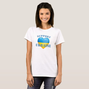 Front/Back  Support Ukraine Yellow And Blue Heart T-Shirt