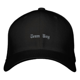 Front Back Team Boy Print Black Flexfit Wool-Hat Embroidered Baseball Cap