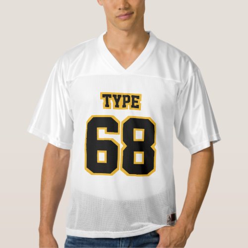 Front BLACK GOLD WHITE Mens Football Jersey