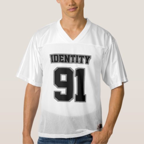 Front BLACK GREY WHITE Mens Football Jersey