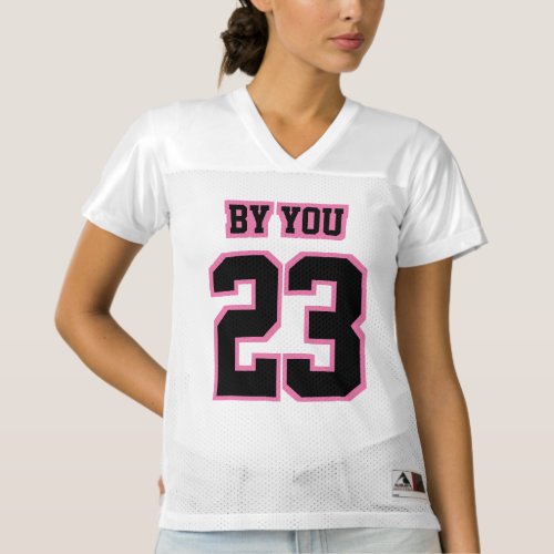 Front BLACK PINK WHITE Womens Football Jersey