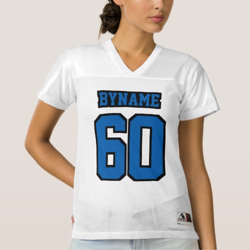 Front BLUE BLACK WHITE Womens Football Jersey