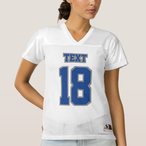 Front BLUE GREY WHITE Women Football Jersey