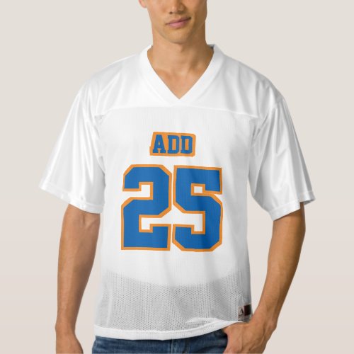 Front BLUE ORANGE WHITE Mens Football Jersey