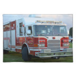 Front corner of county fire truck fireman design cloth placemat