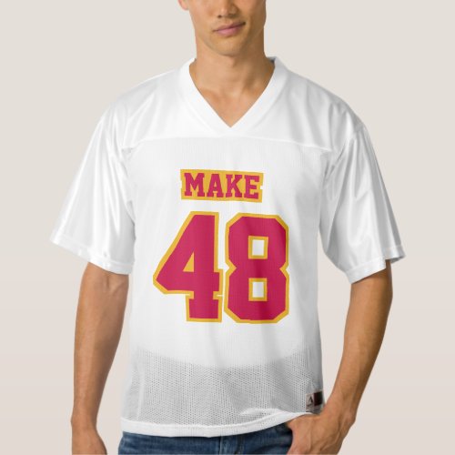 Front CRIMSON RED GOLD WHITE Mens Football Jersey