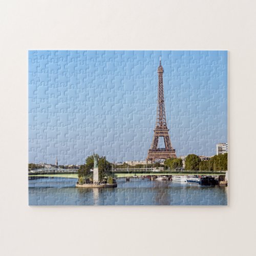 Front de Seine and Eiffel tower _ Paris France Jigsaw Puzzle
