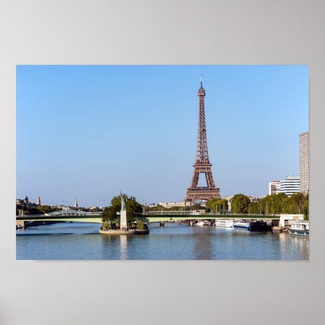 Front de Seine and Eiffel tower - Paris, France Poster (Front)