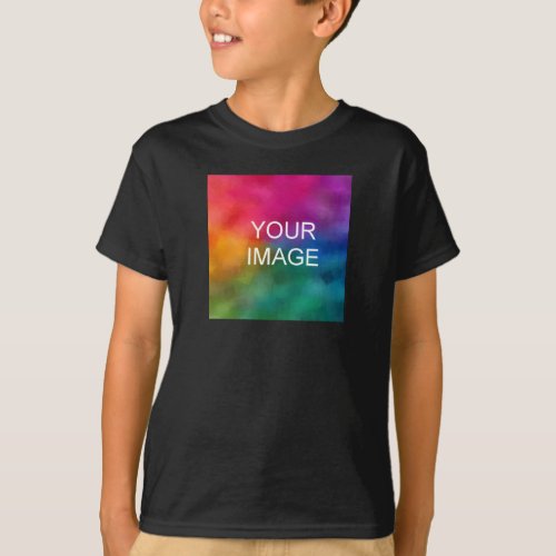 Front Design Add Image Black Template Boys Kids T_Shirt