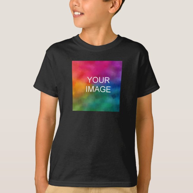 Front Design Add Image Black Template Boys Kids T-Shirt