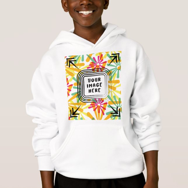Front Design Add Image White Template Boys Kids Hoodie (Front)