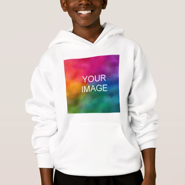 Front Design Add Image White Template Boys Kids Hoodie (Front)